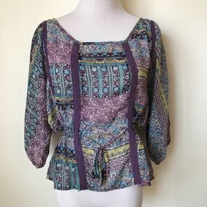 Ya Los Angeles Sheer Purple Boho Peasant Top